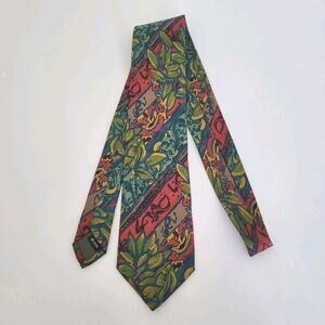 Paul Smith Men's Neck Tie Necktie Designer Silk Green Floral Abstract Boho